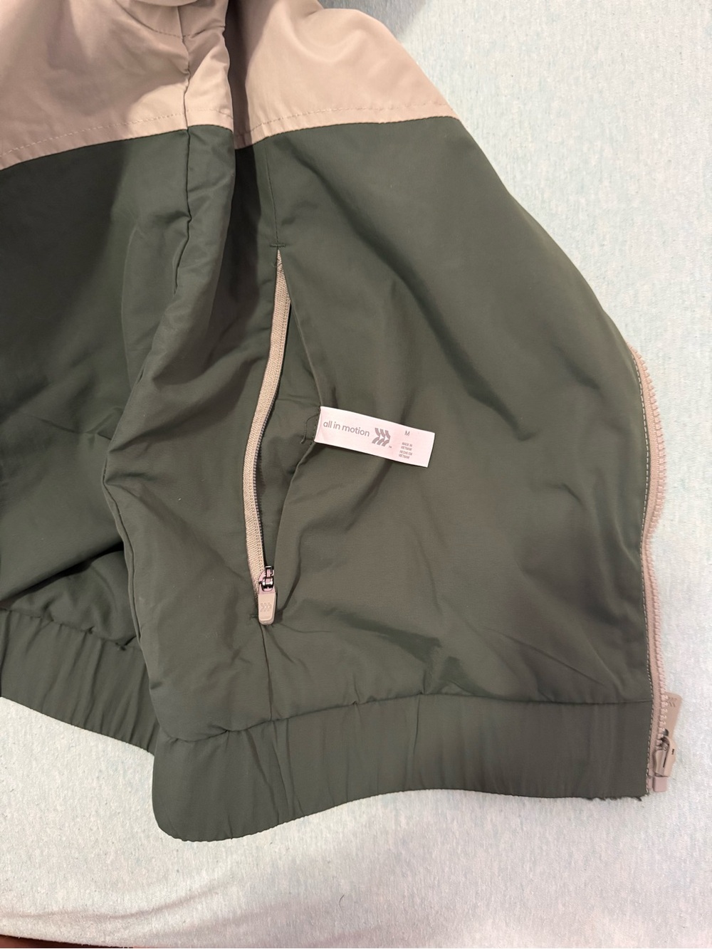 all in motion Olive Green and Beige Zip-Front Jacket